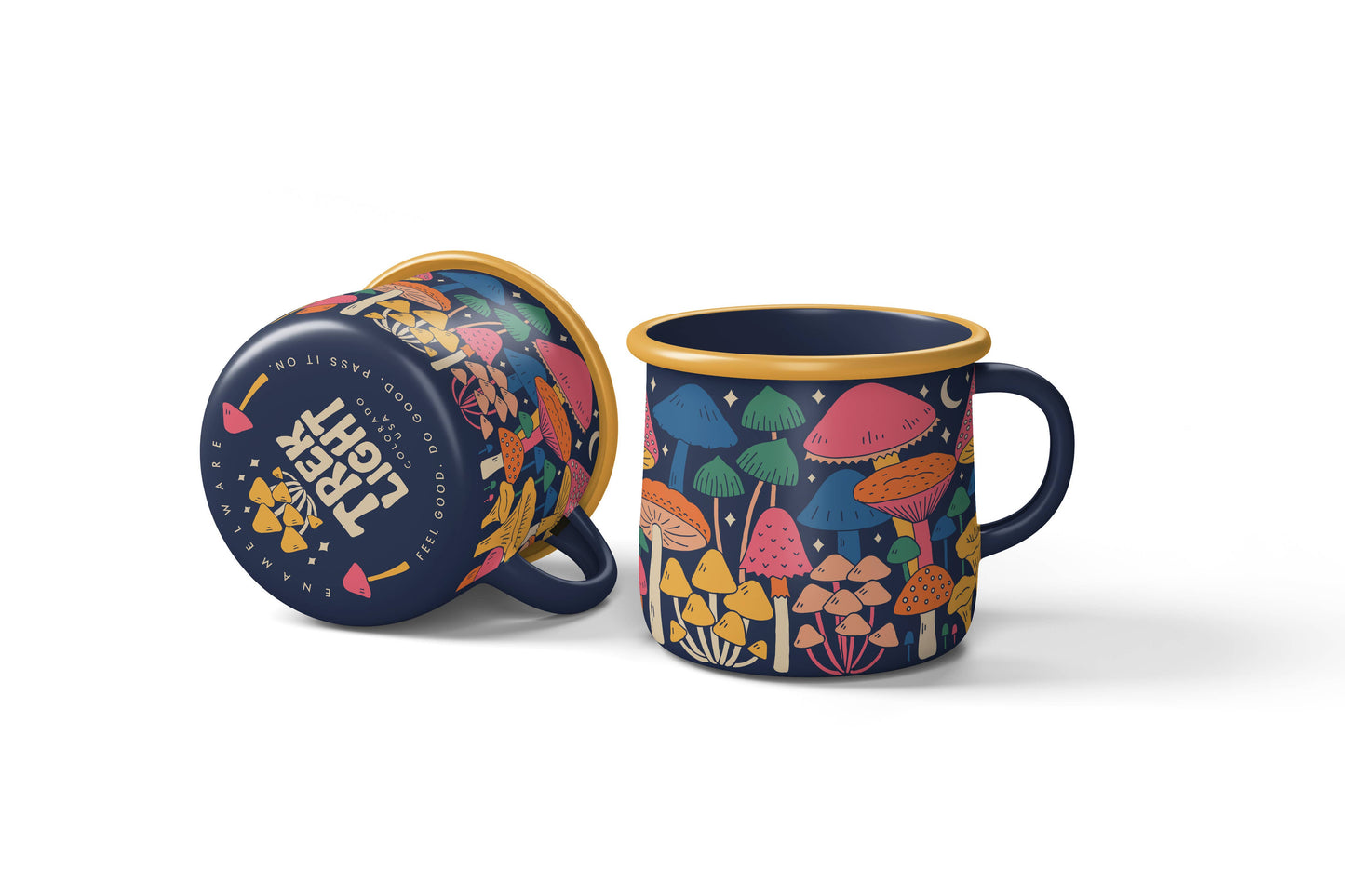Enamel Coffee & Camp Mug | Midnight Mushroom | 16 Oz | Fungi