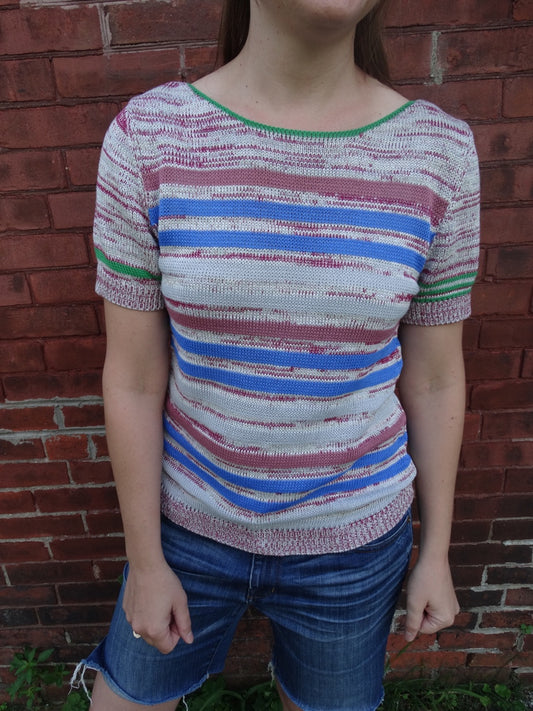 Striped short sleeve knit tee