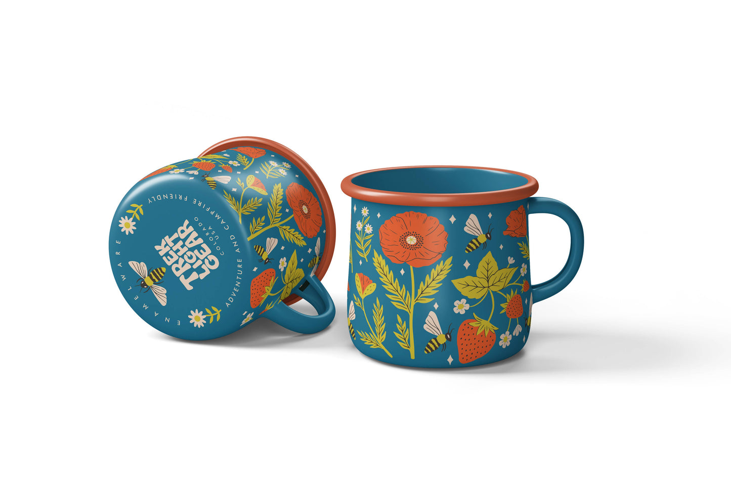 Enamel Coffee & Camp Mug | Garden Buzz | 16 oz | Poppies