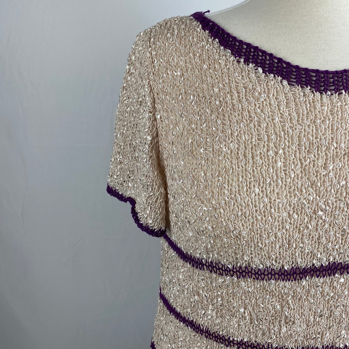 Texture/Stripe Tee-Purple