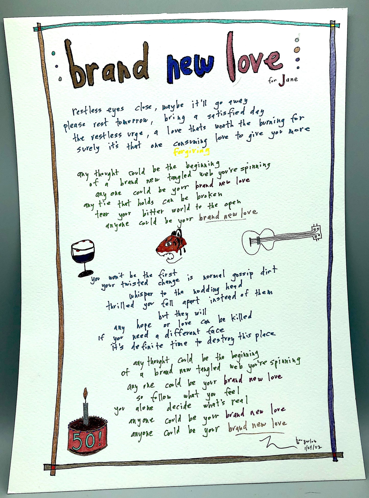 Handwritten Personalized Lyrics