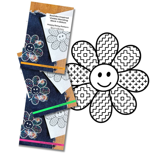 Sashiko Daisy- Visible Mending Stick and Stitch Pattern