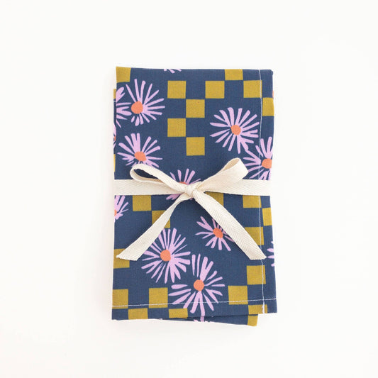 Navy Modern Floral Tea Towel | Made in the USA