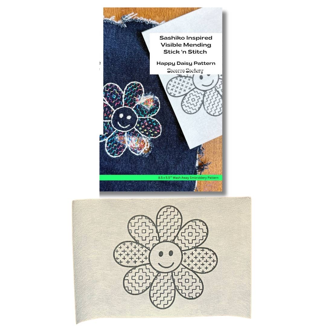 Sashiko Daisy- Visible Mending Stick and Stitch Pattern