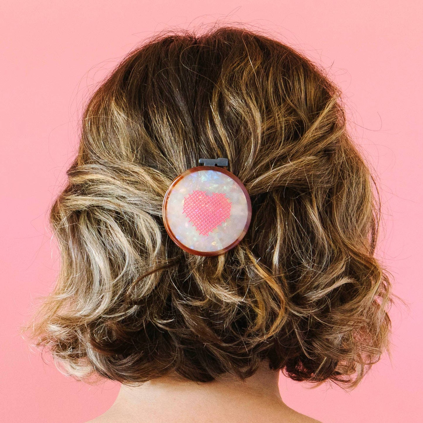 Cross Stitch Embroidery Hoop French Barrette Hair Clip