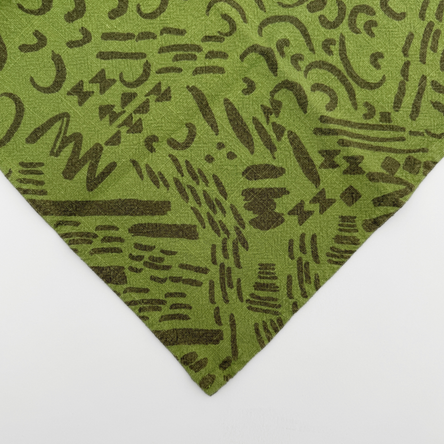 Textured Tea Towel - Dashes & Moon - Warm Grey - Moss