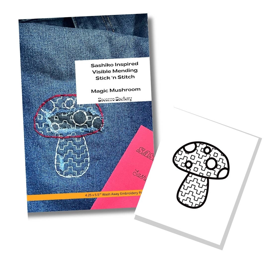 Sashiko Magic Mushroom- Mending Stick and Stitch Pattern