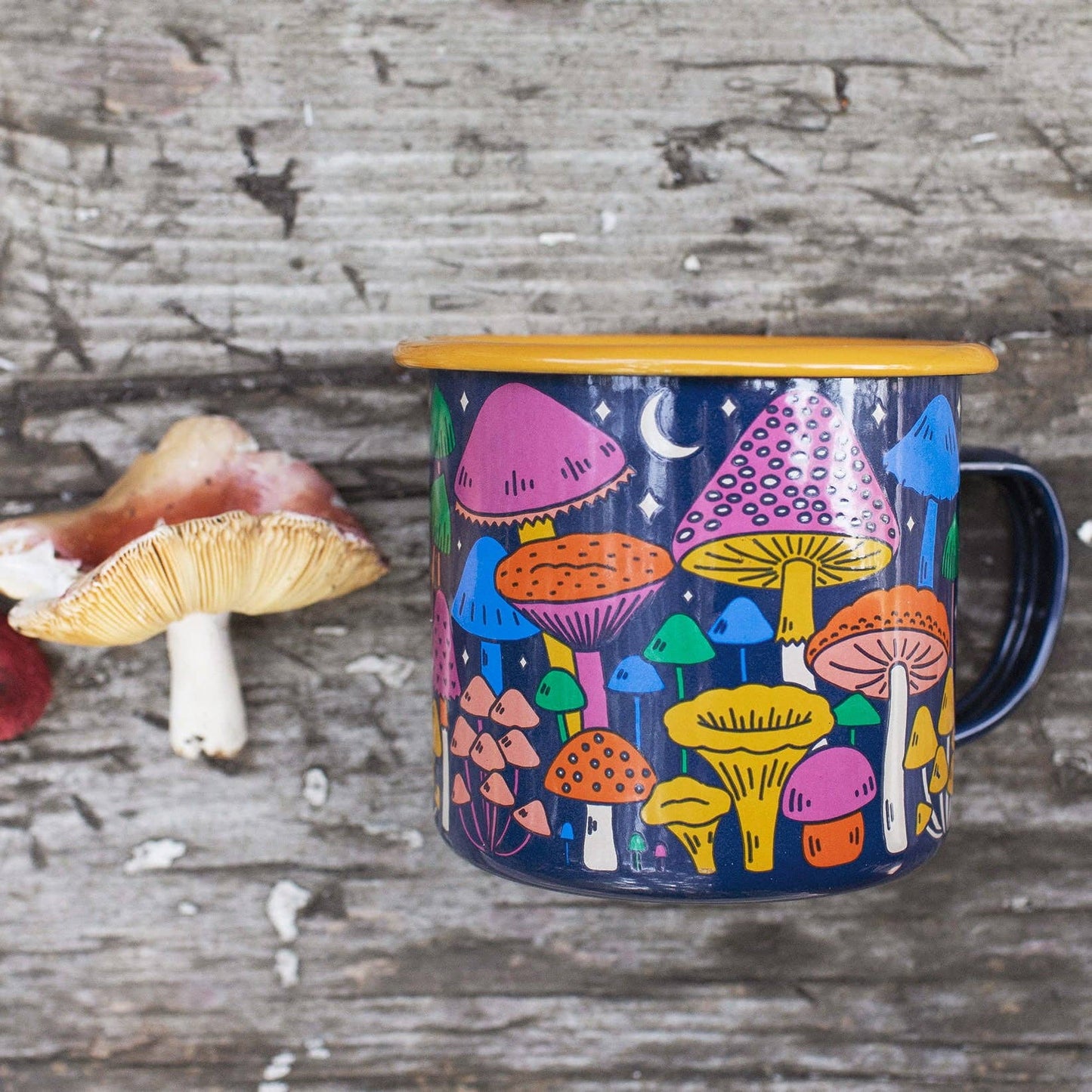 Enamel Coffee & Camp Mug | Midnight Mushroom | 16 Oz | Fungi