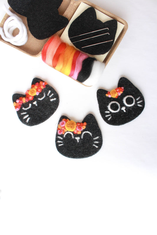 Mini Black Cats Felting Craft Kit