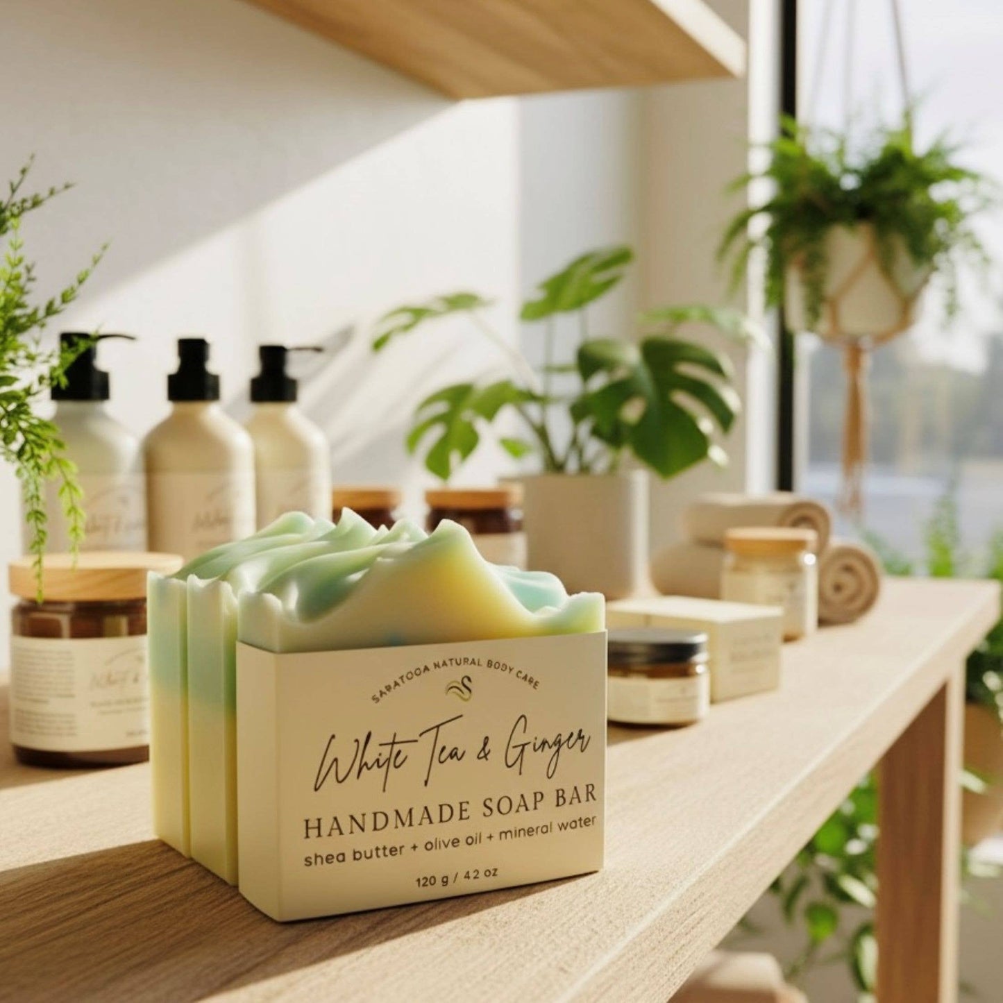 White Tea Ginger Handmade Soap Bar VEGAN COLD PROCESS