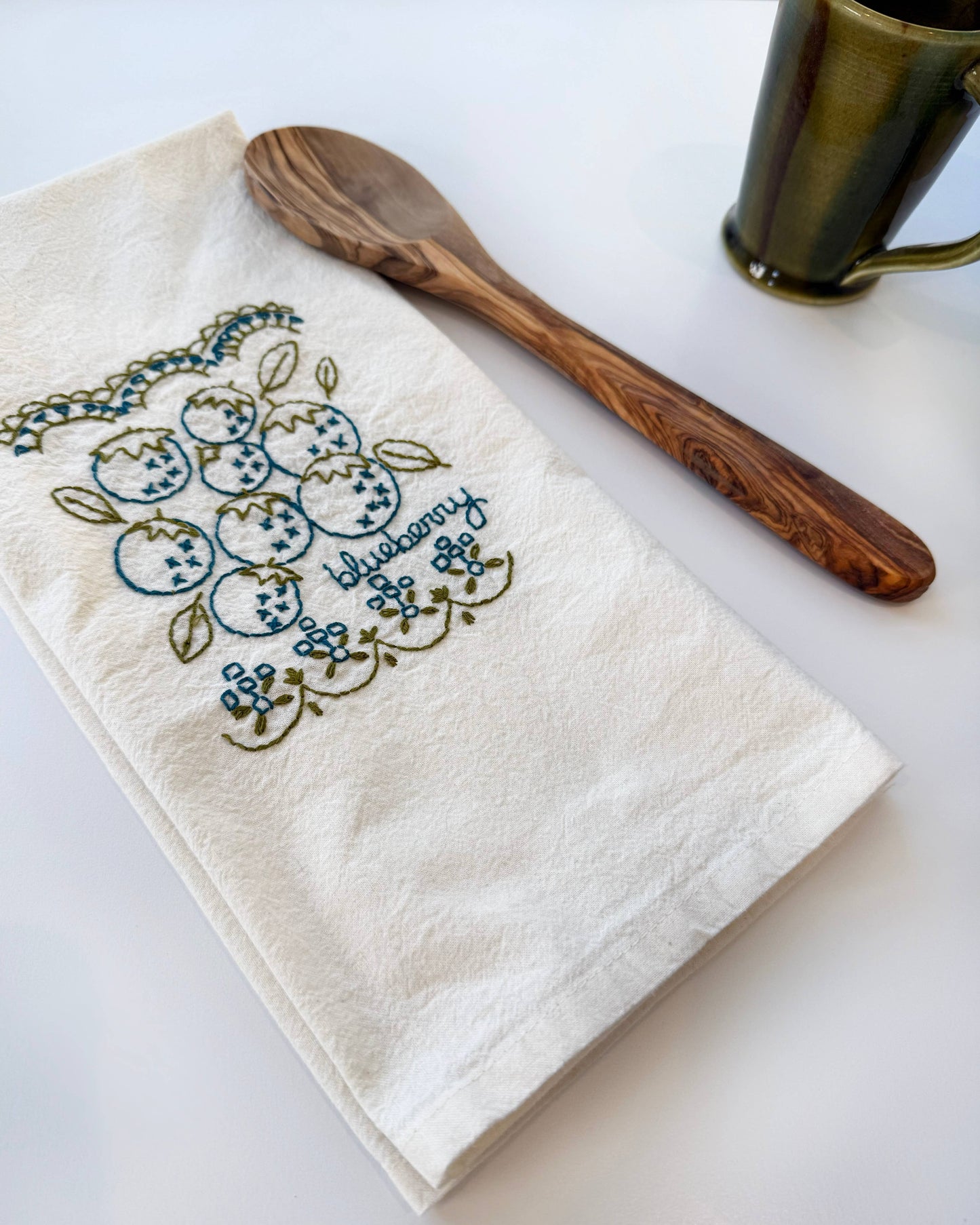 Blueberry Embroidery Tea Towel Kit