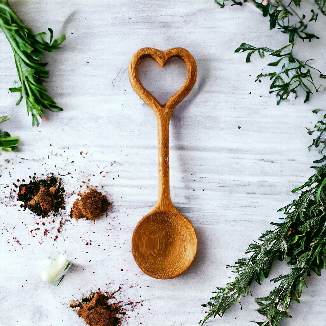Hand Carved Wooden Heart Spoon