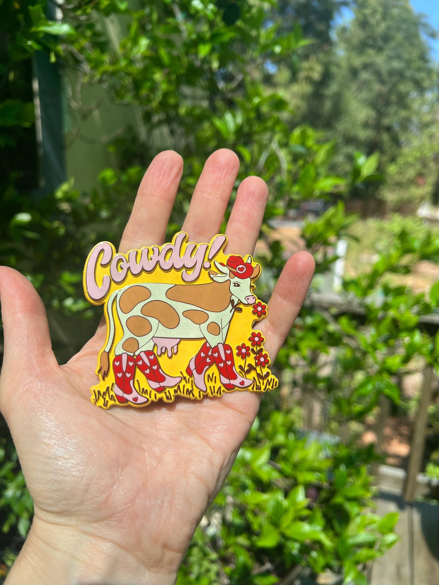 Cowdy! Cow Cowgirl Rubber Magnet