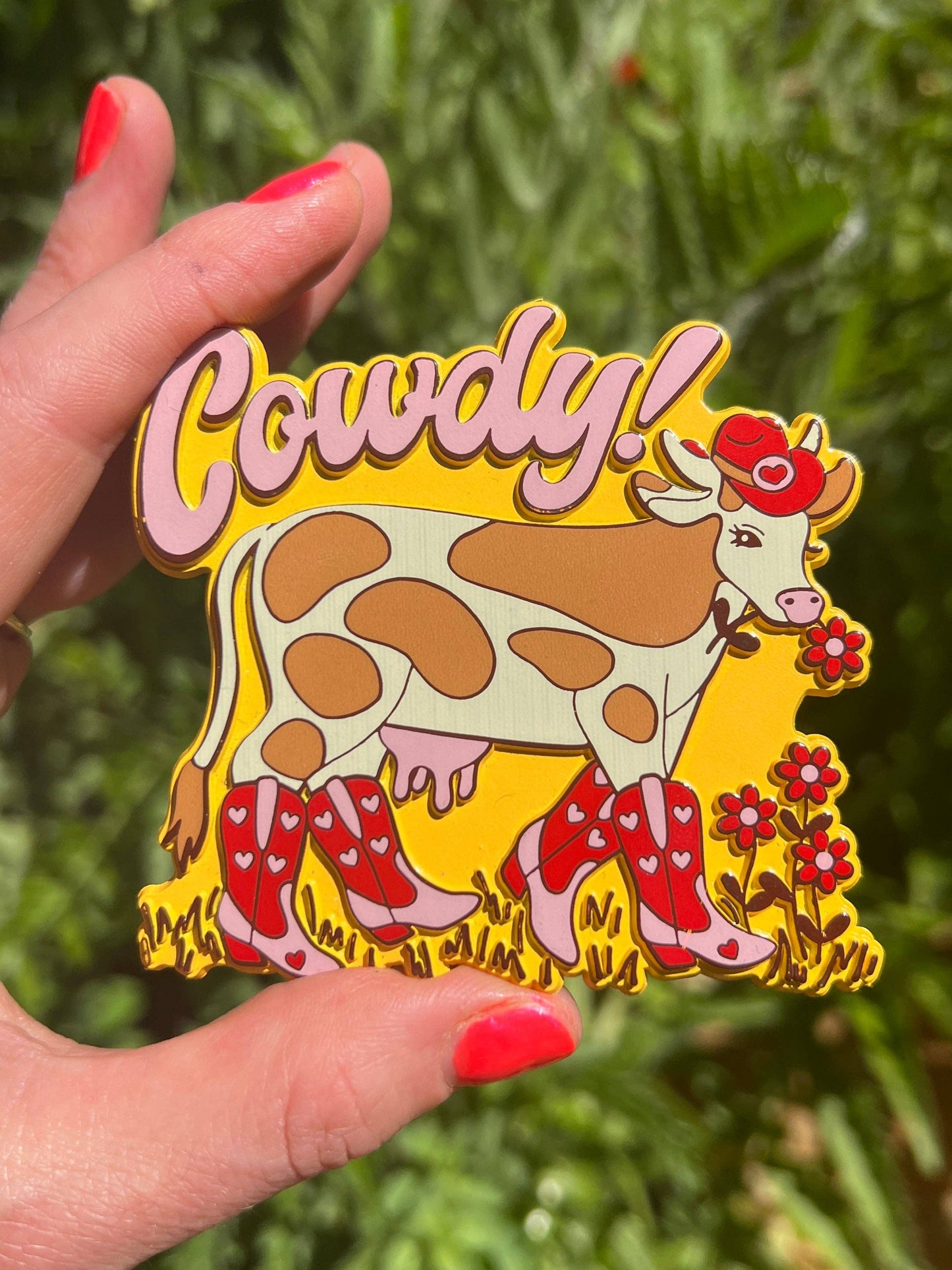 Cowdy! Cow Cowgirl Rubber Magnet