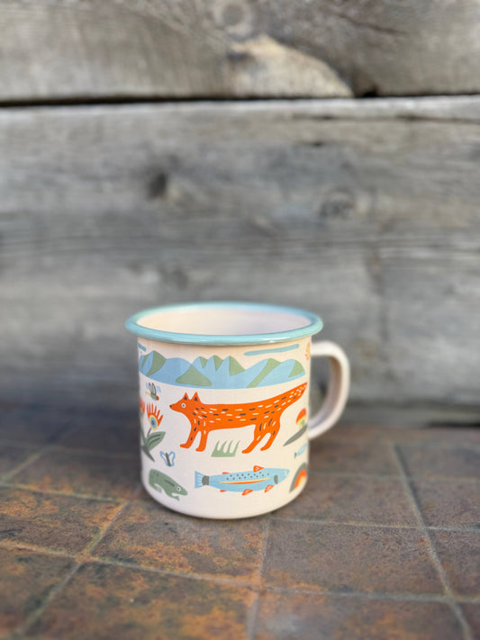 Enamel Coffee & Camp Mug Mountain Stream | 16oz | Trout