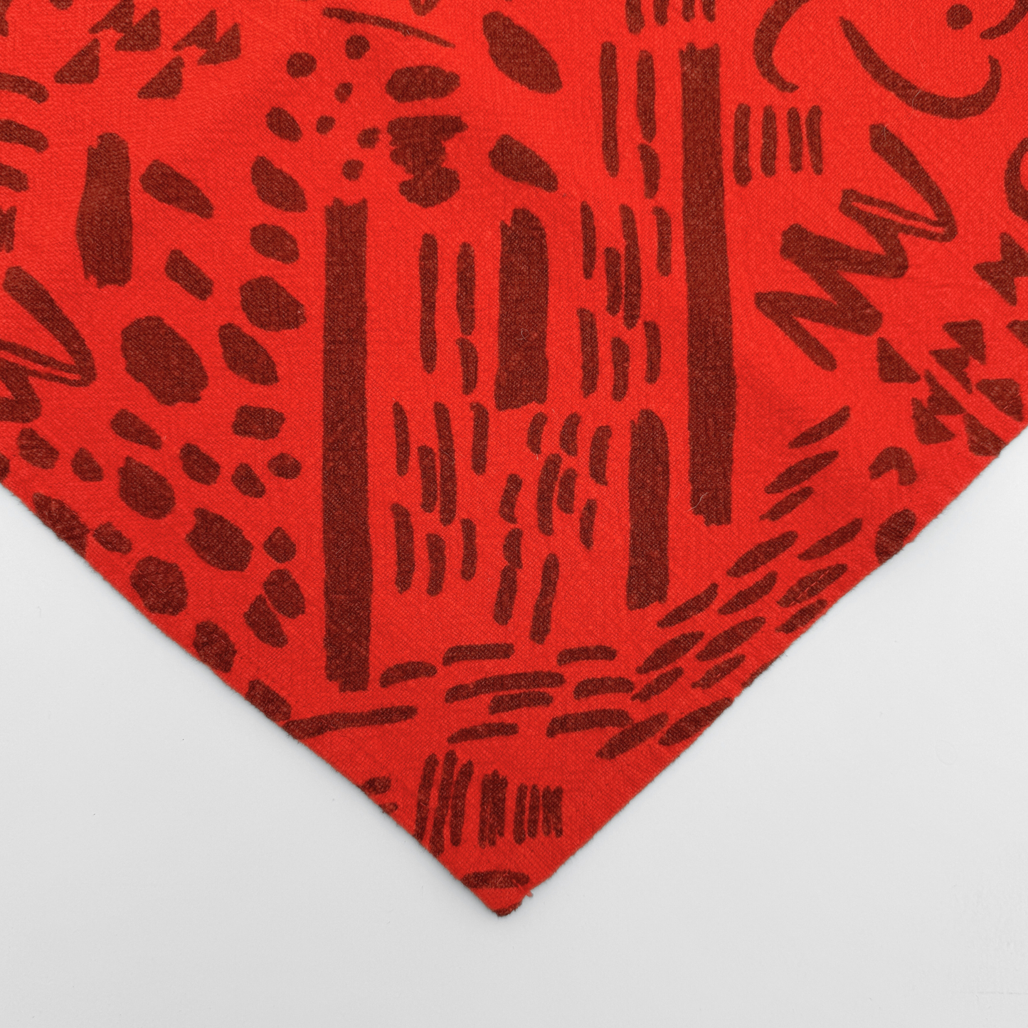 Textured Tea Towel - Dashes & Moon - Warm Grey - Tomato