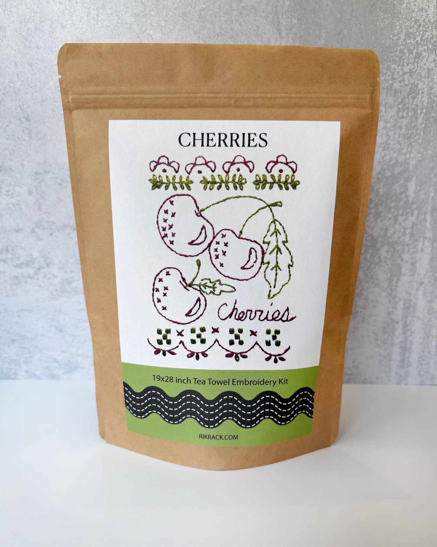 Cherries Embroidery Tea Towel Kit