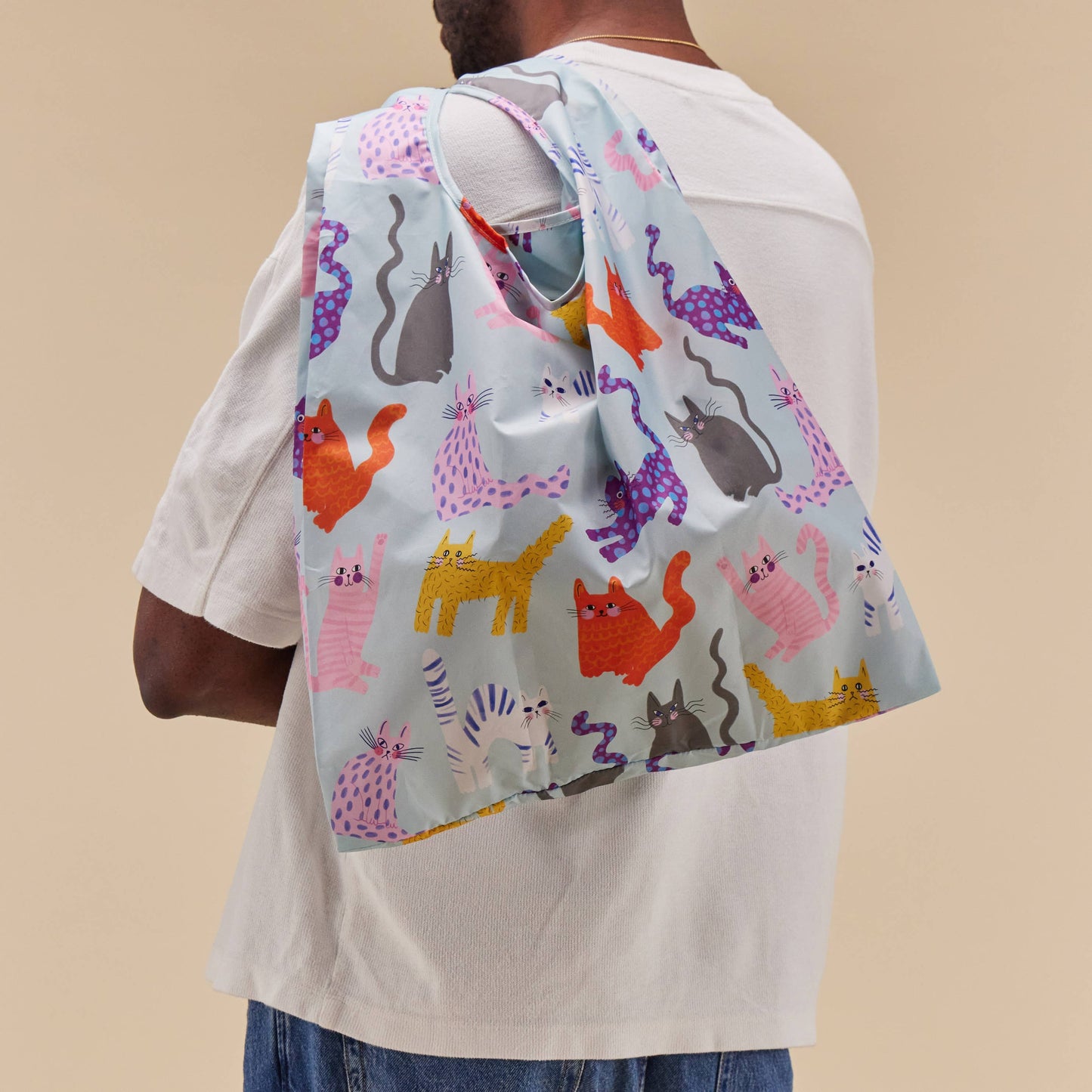 Fuchsia/Lime/Ice Arty Cats Reusable Bags