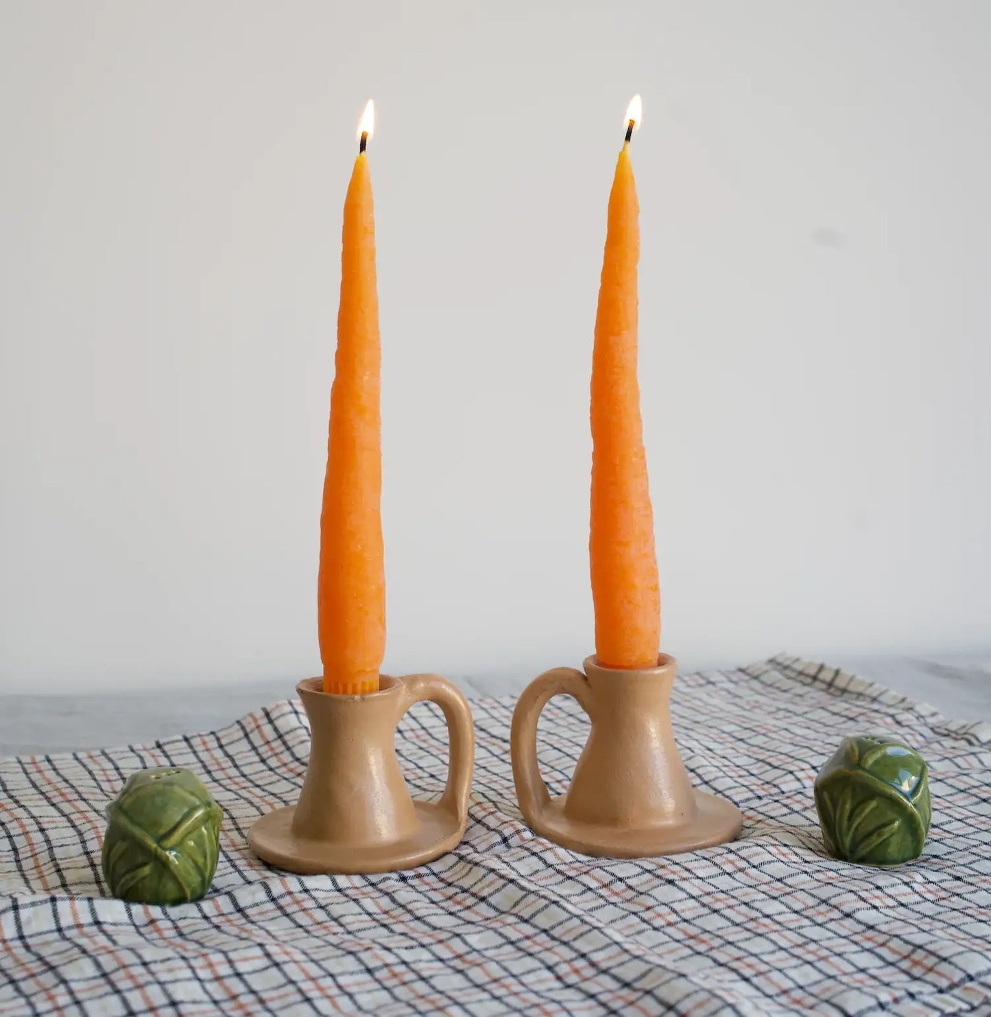 Carrot Beeswax Candles Taper Pair - 8 inches tall