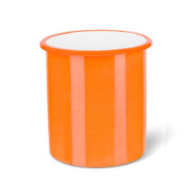 Tall Enamel Utensil Holder in Orange Flame / Bright White
