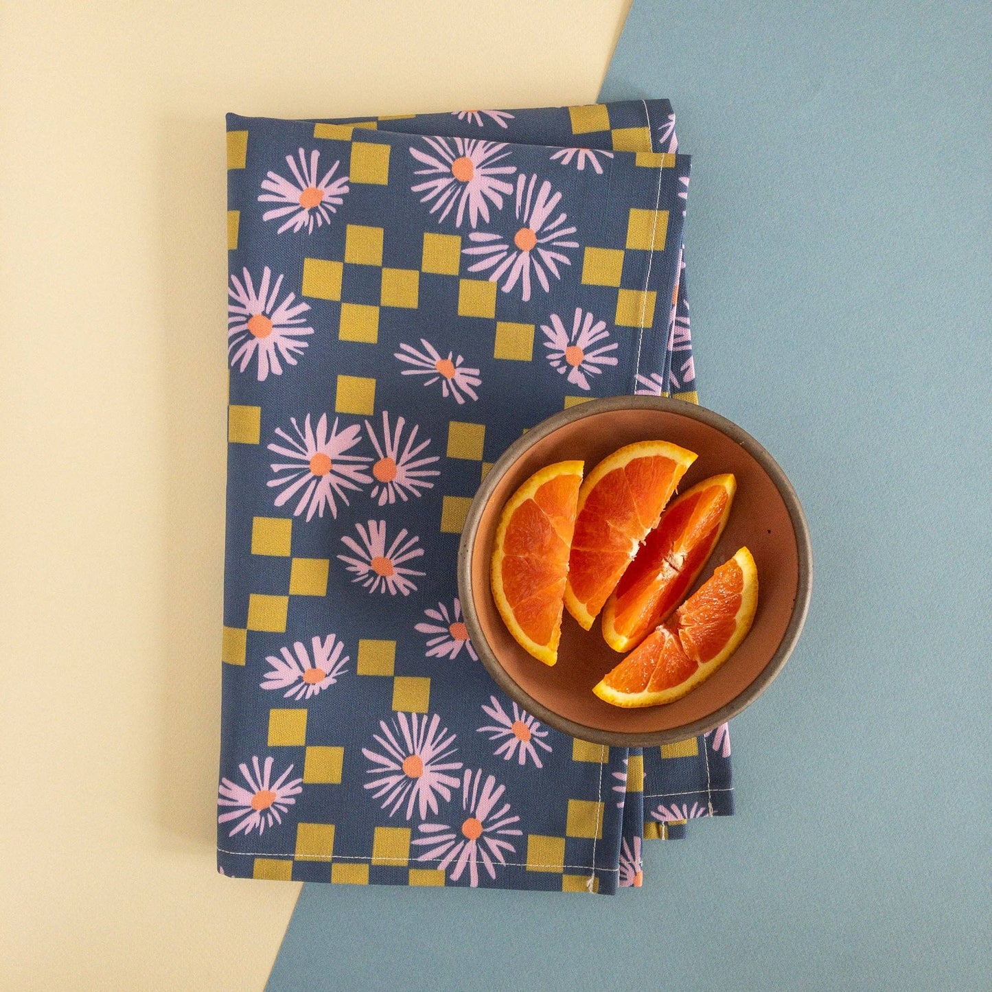 Navy Modern Floral Tea Towel | Made in the USA
