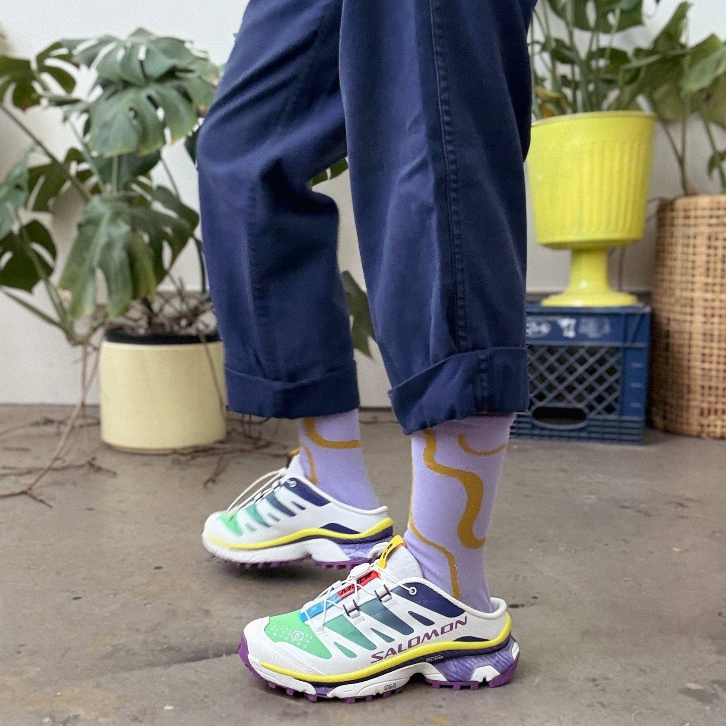 Crew Socks - Ziggy in Gold & Lavender