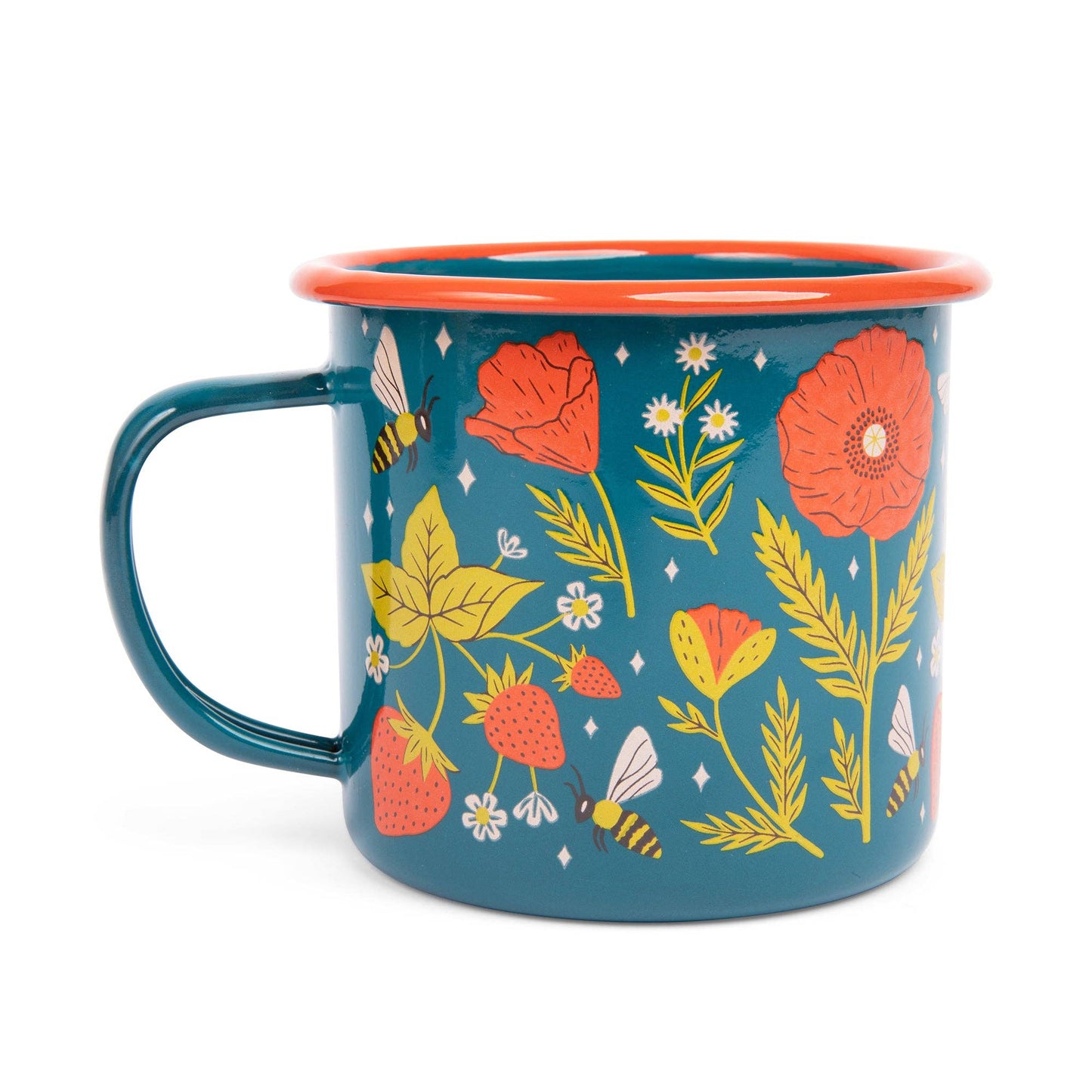 Enamel Coffee & Camp Mug | Garden Buzz | 16 oz | Poppies