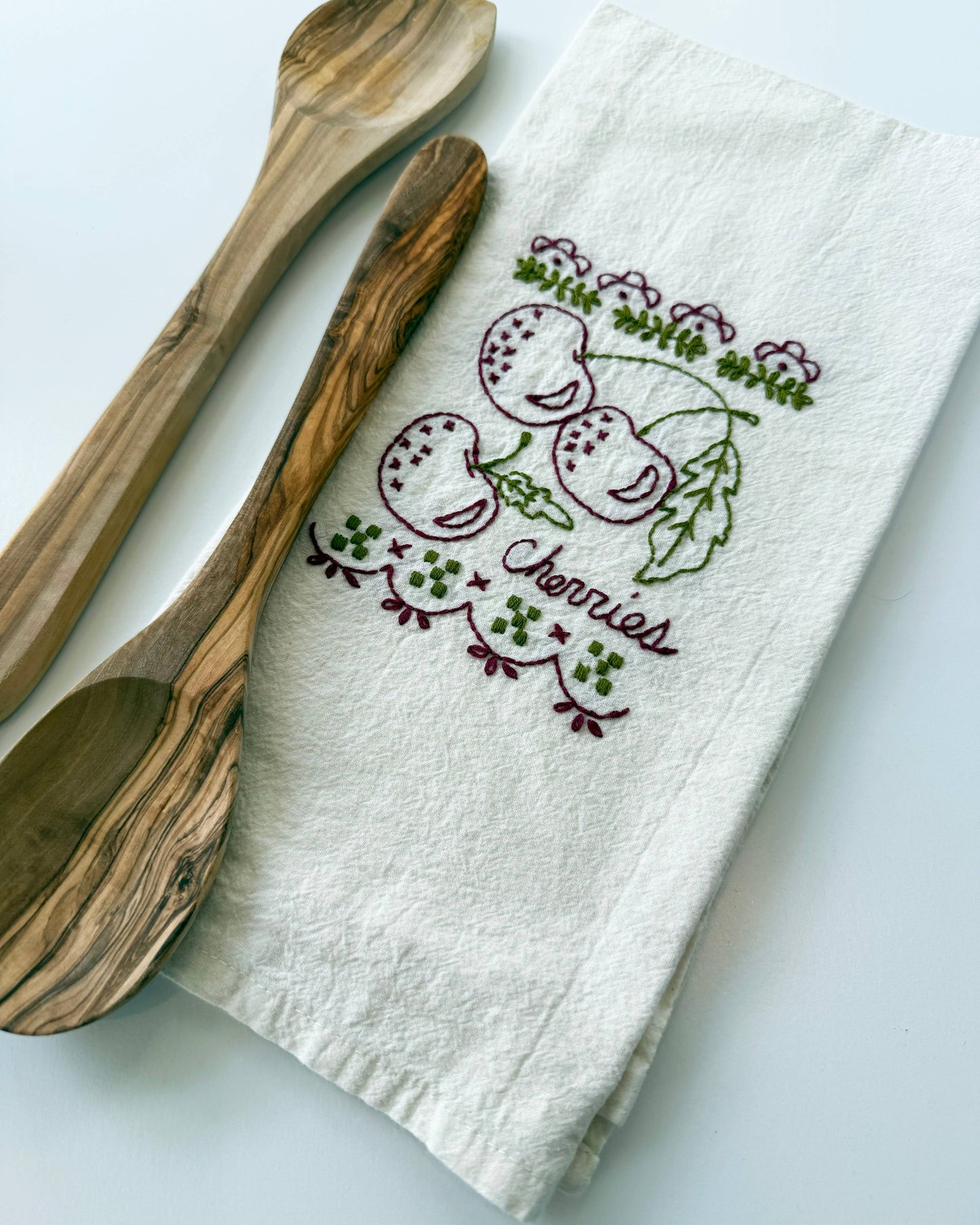 Cherries Embroidery Tea Towel Kit