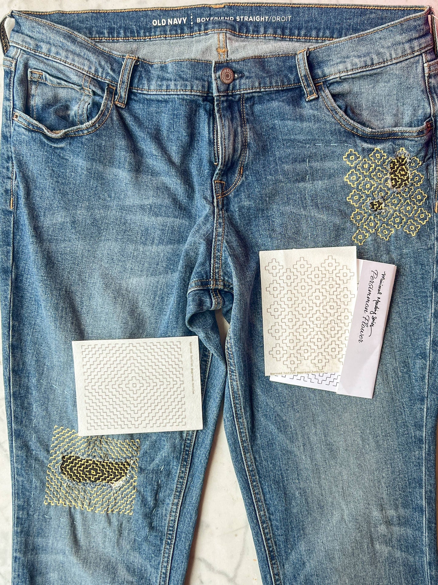 Persimmon Flowers - Minimal Mending + Embellishment Transfer