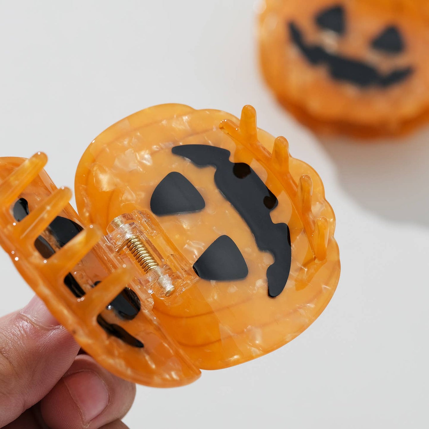 Jack O Lantern Pumpkin Claw Clip - Large