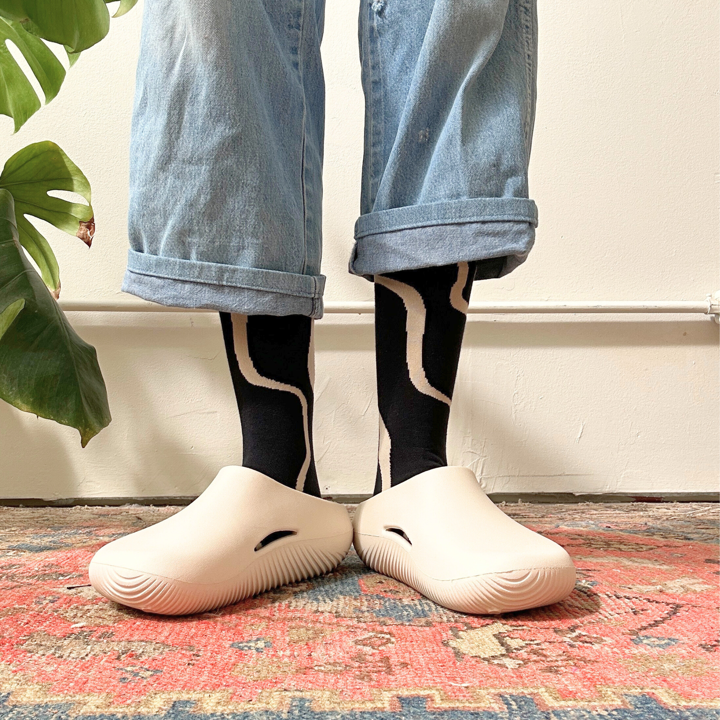 Crew Socks - Ziggy in Black & Tan