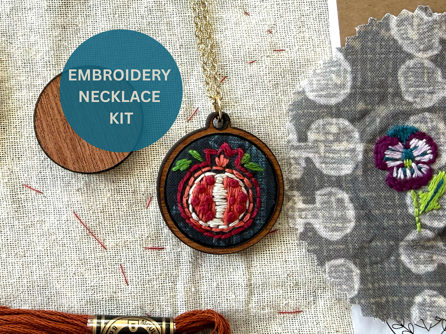 Pomegranate Embroidery Necklace Kit