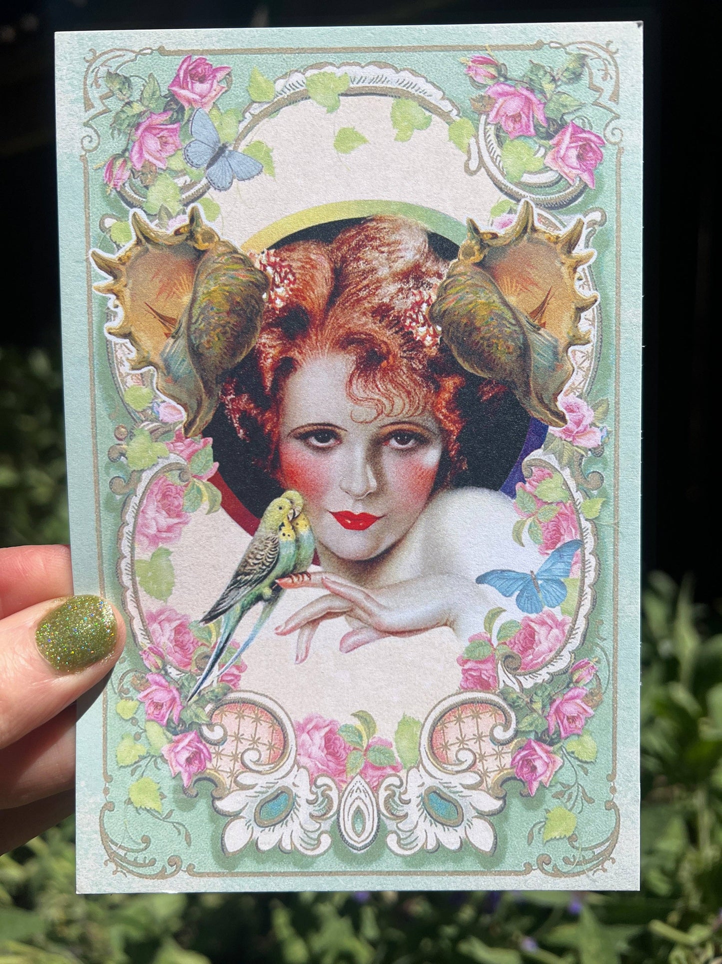 POSTCARD Parakeet Starlet Clara Bow