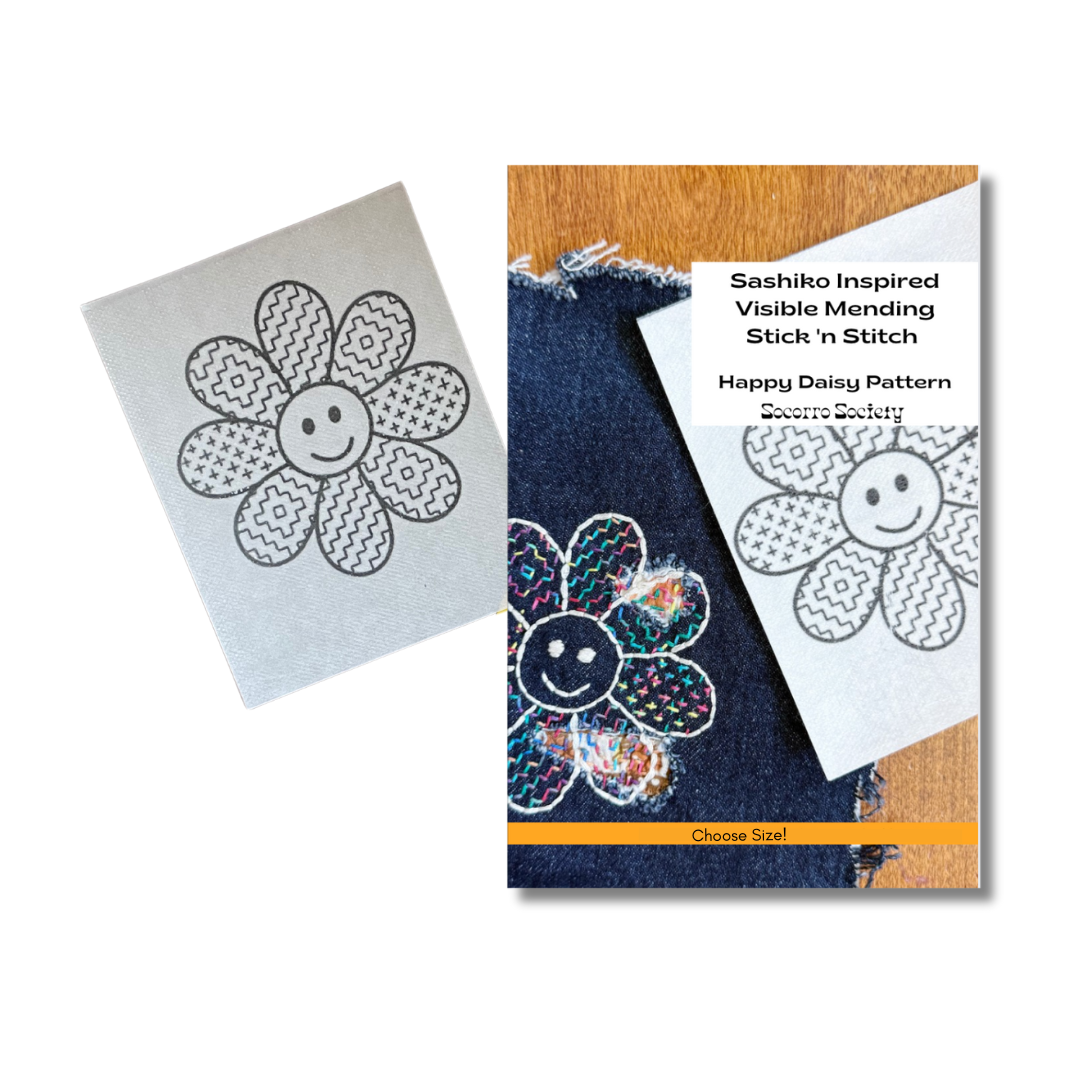 Sashiko Daisy- Visible Mending Stick and Stitch Pattern