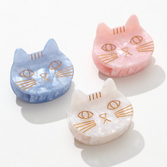 Saltwater Kitty Cat | Small Cat Face Claw Clip