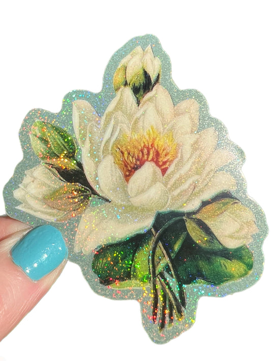 White Lotus Flower STICKER 3 Inch