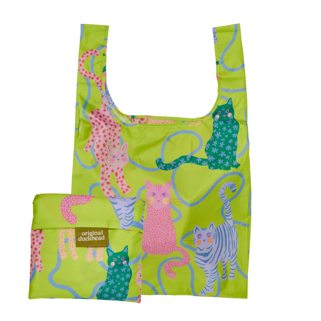 Fuchsia/Lime/Ice Arty Cats Reusable Bags