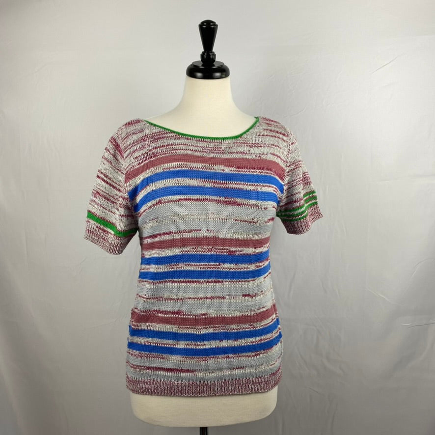 Striped short sleeve knit tee