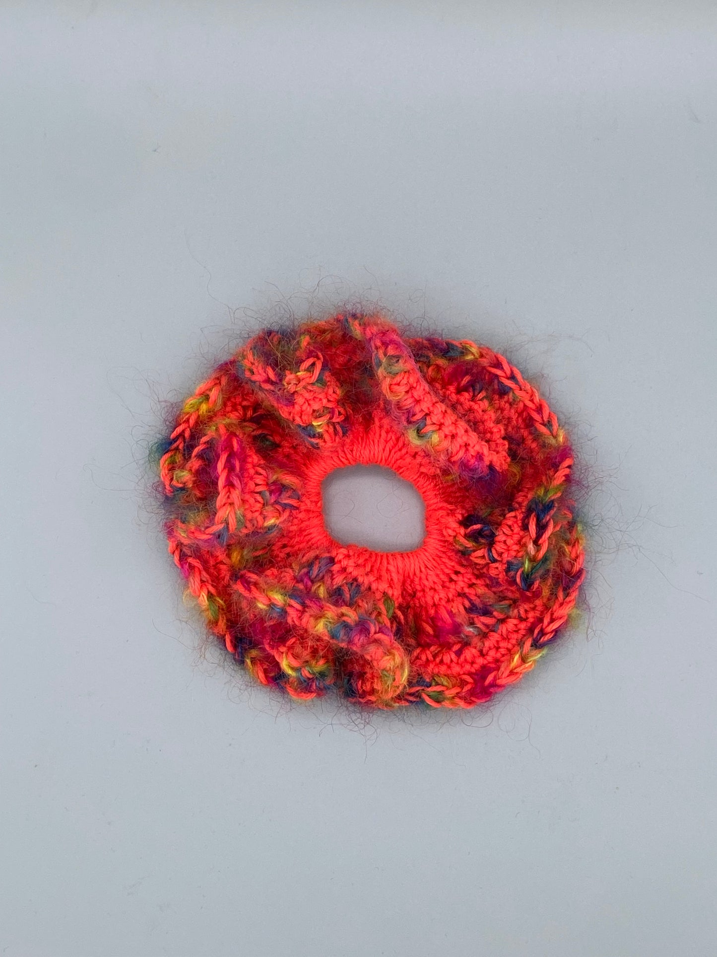 Crochet Scrunchie-mohair rainbow