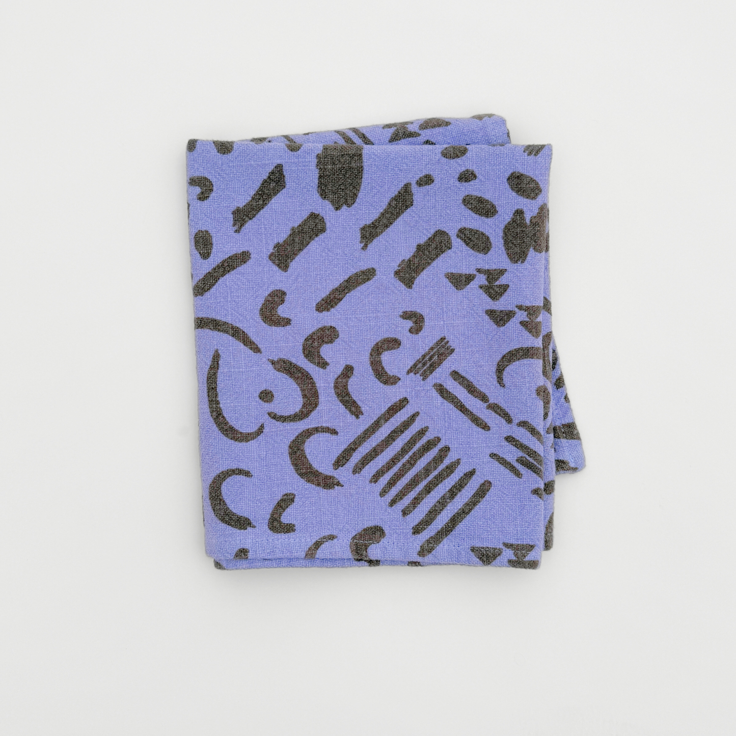 Textured Tea Towel - Dashes & Moon - Warm Grey - Lilac Pop