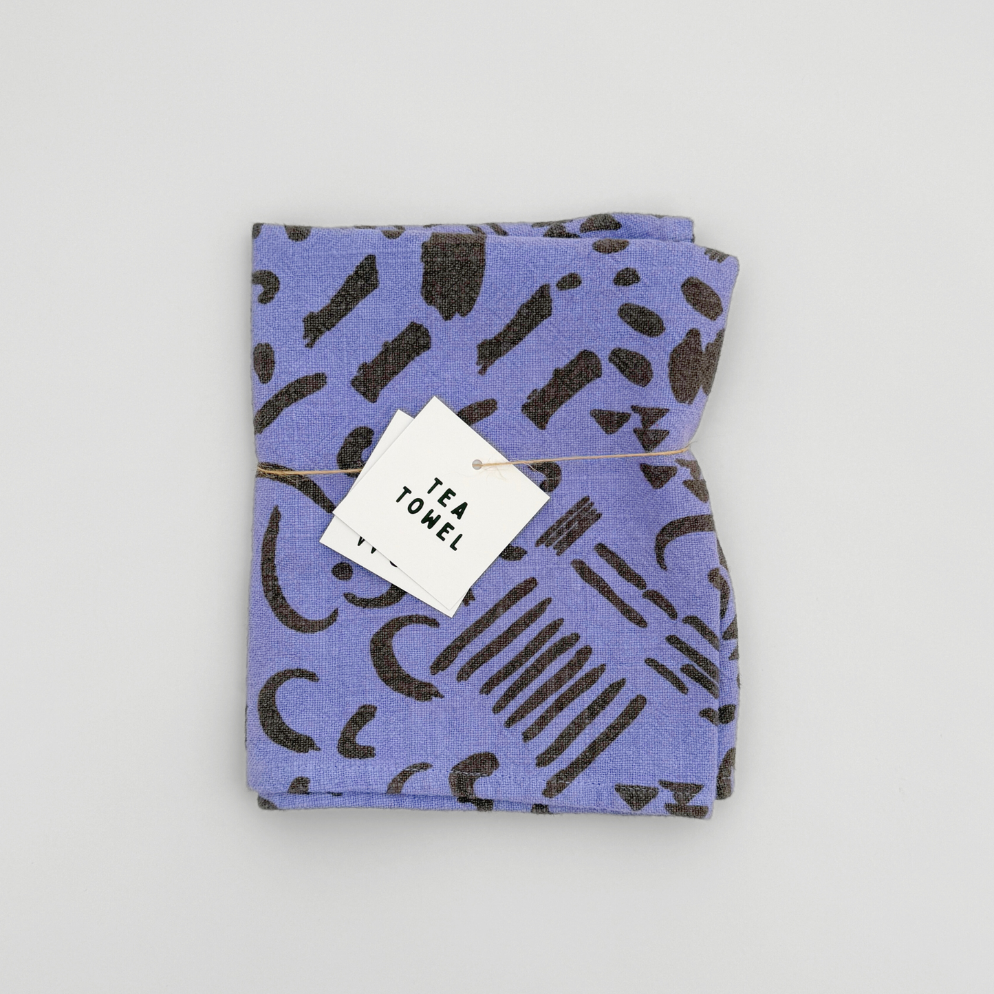 Textured Tea Towel - Dashes & Moon - Warm Grey - Lilac Pop
