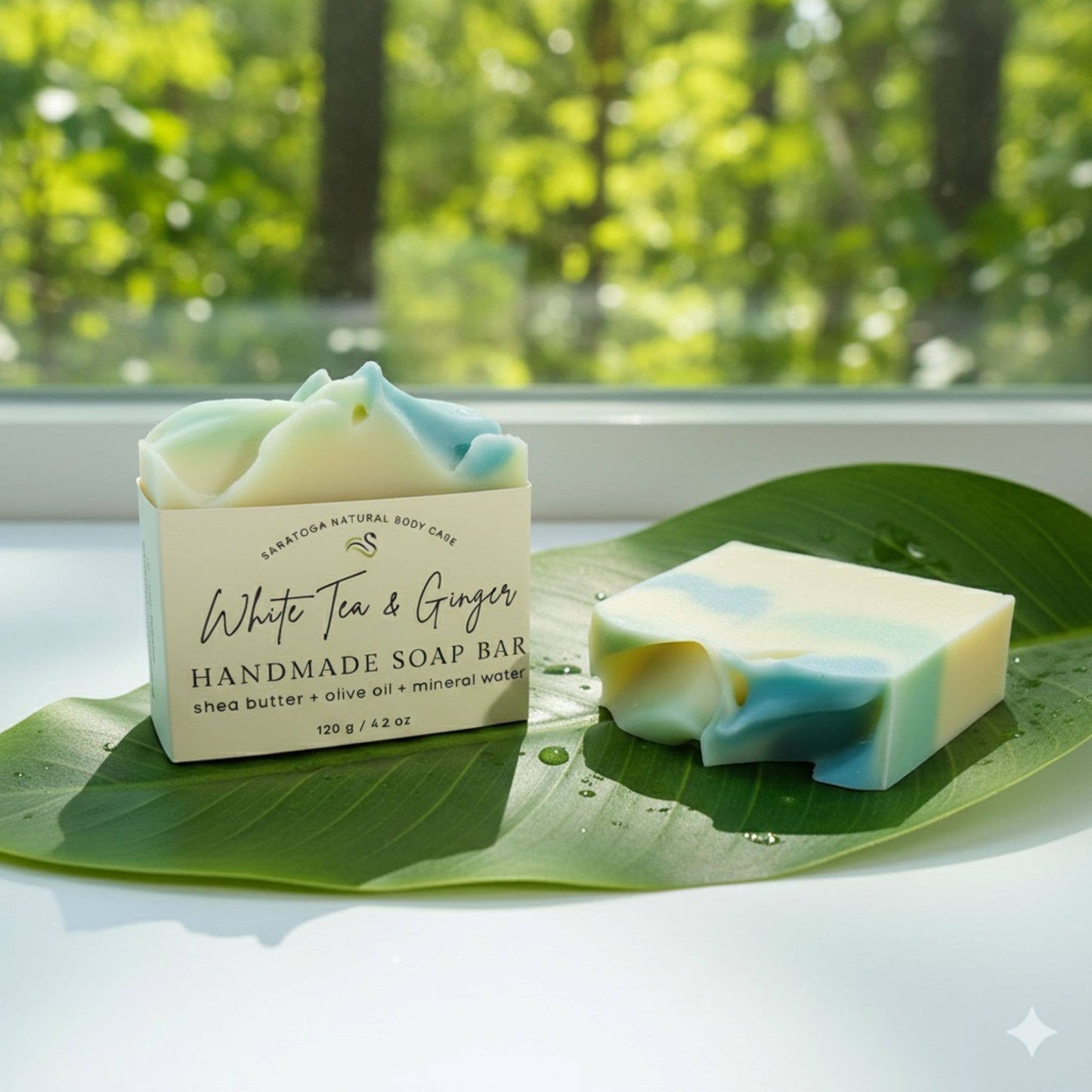 White Tea Ginger Handmade Soap Bar VEGAN COLD PROCESS