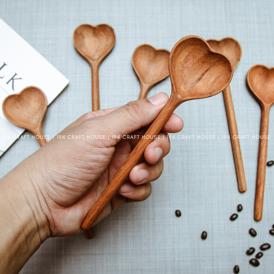 Straight Wooden Heart Spoon - Home Decor and Gifts