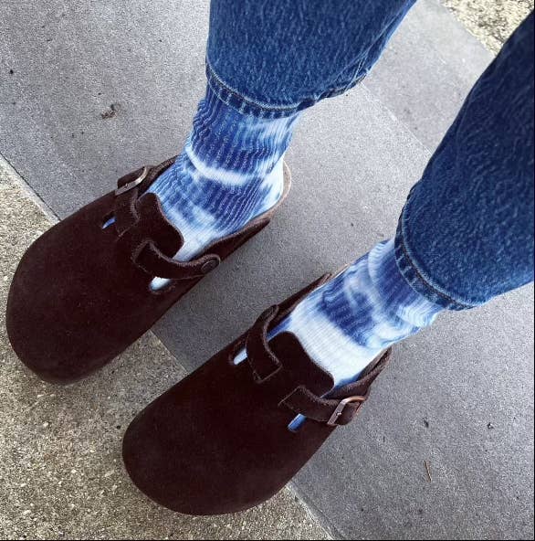 Indigo Tie-dye Dressy Socks