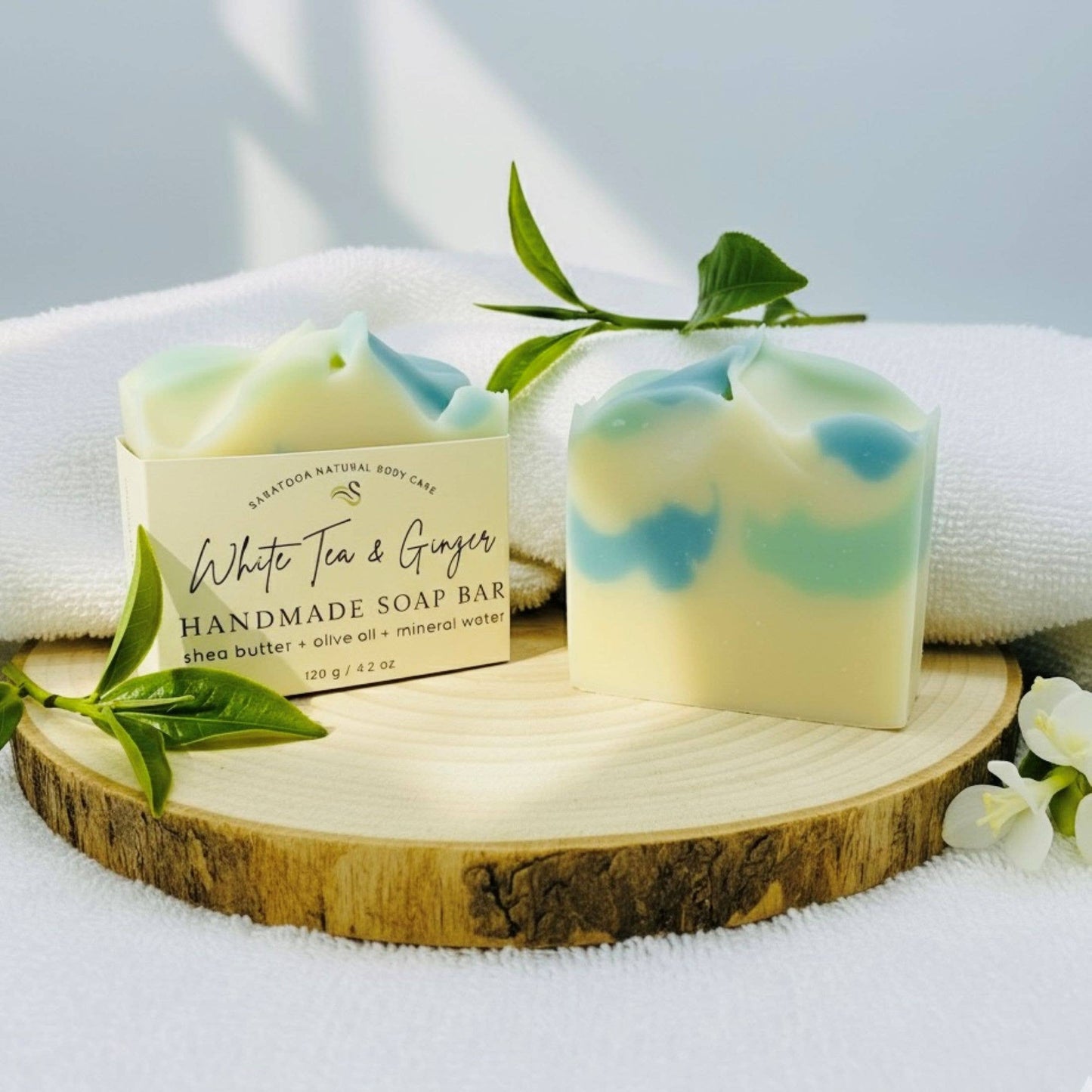 White Tea Ginger Handmade Soap Bar VEGAN COLD PROCESS