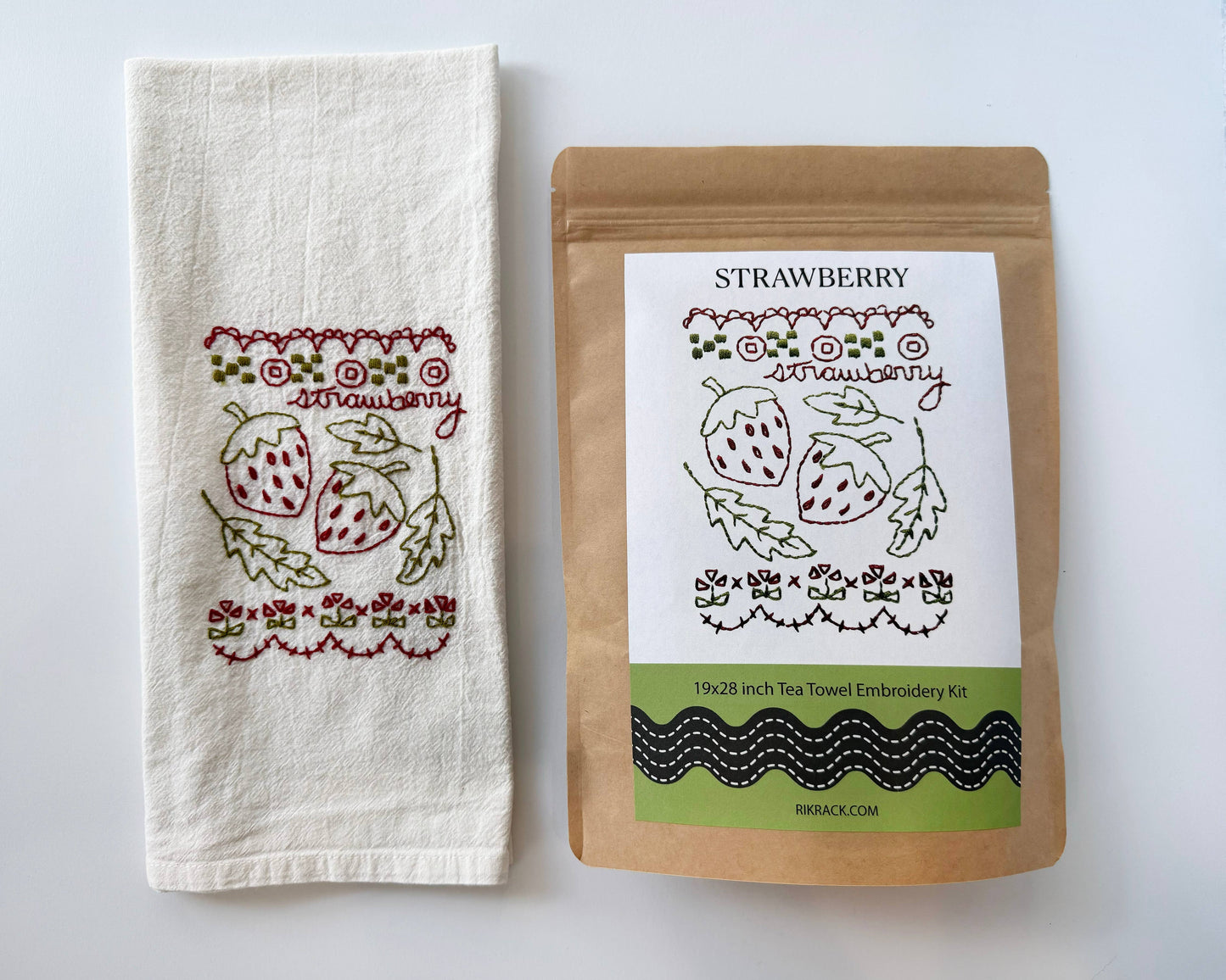 Strawberry Embroidery Tea Towel Kit