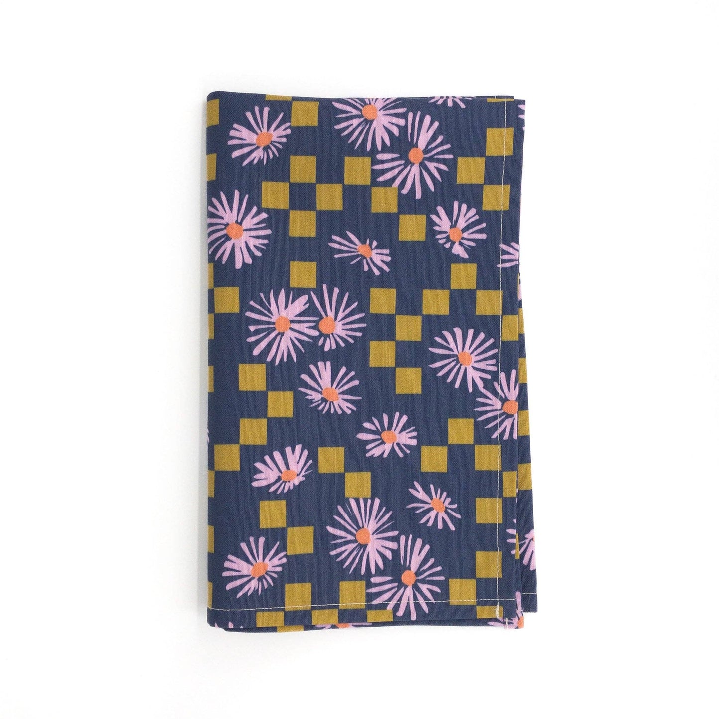 Navy Modern Floral Tea Towel | Made in the USA
