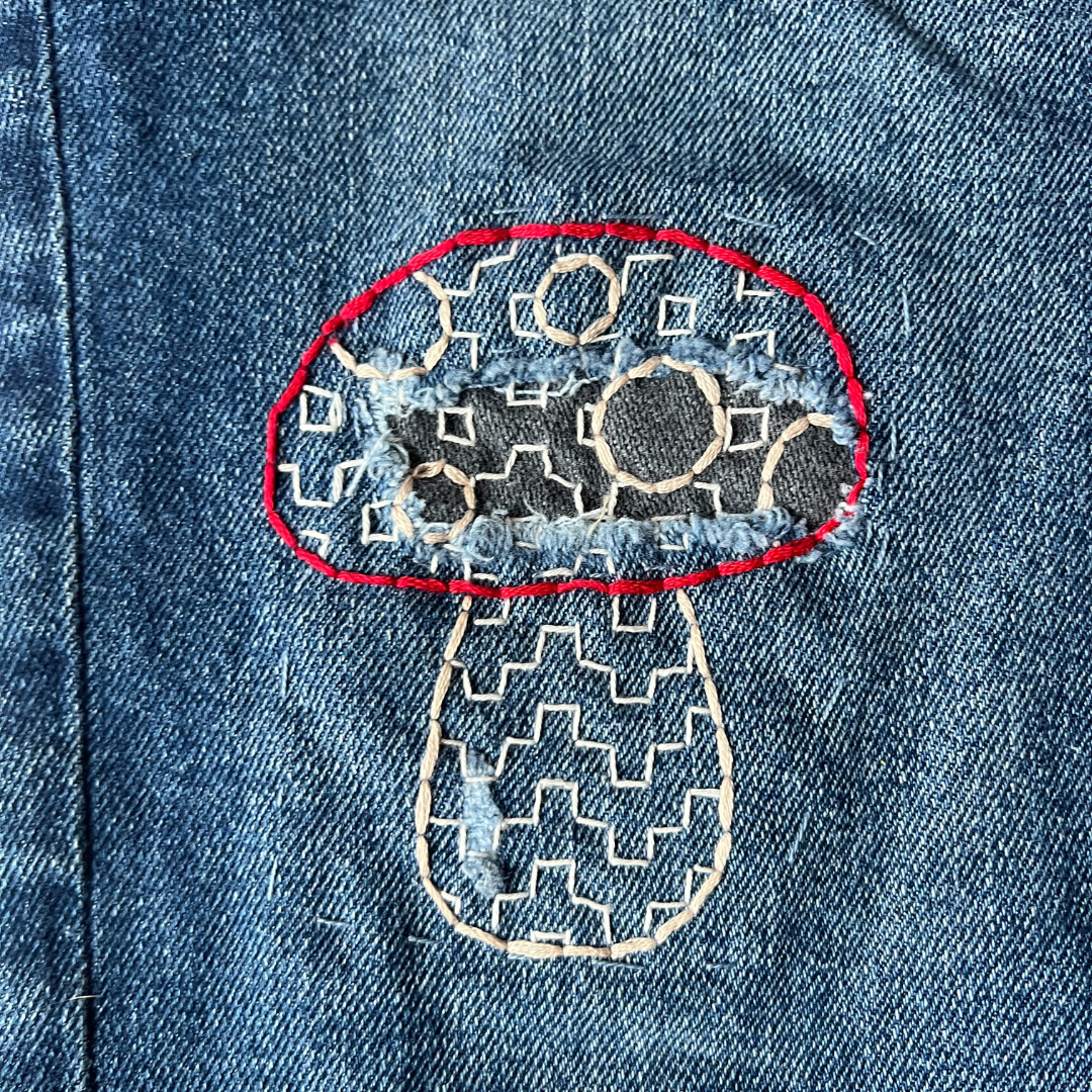 Sashiko Magic Mushroom- Mending Stick and Stitch Pattern