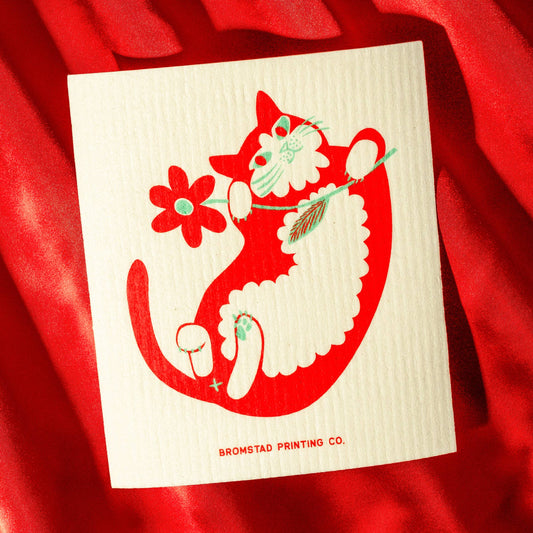 Flower Cat - Swedish Dishcloth