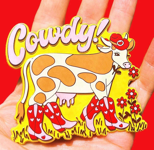 Cowdy! Cow Cowgirl Rubber Magnet